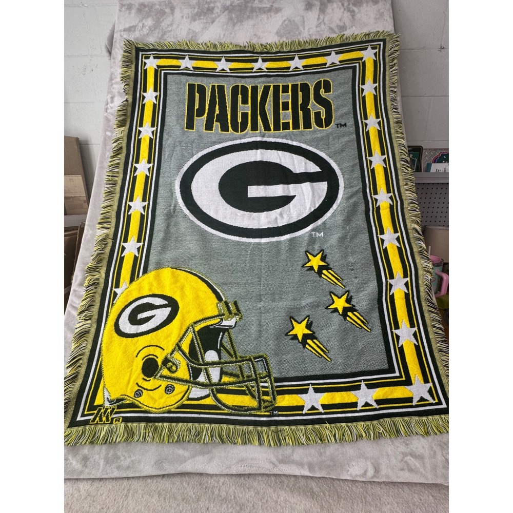 Vintage Green Bay Packers Woven Throw Blanket The Northwest Co NFL 60x47